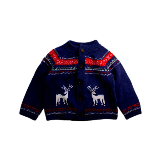 A Blue Cardigans from The Little White Company in size 12-18M for boy. (Front View)