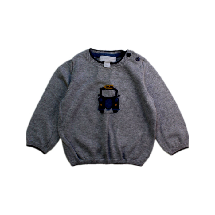 A Grey Buttoned Sweatshirts from The Little White Company in size 6-12M for boy. (Front View)
