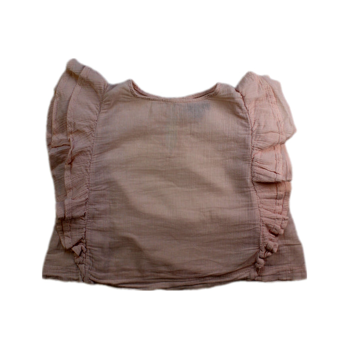 A Peach Sleeveless Tops from Emile et Ida in size 2T for girl. (Front View)