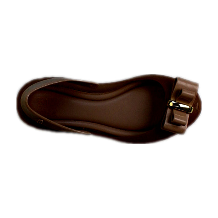 A Brown Flats from Melissa in size 6T for girl. (Front View)