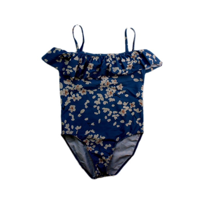 A Blue Swimsuits from Petit Bateau in size 6T for girl. (Front View)