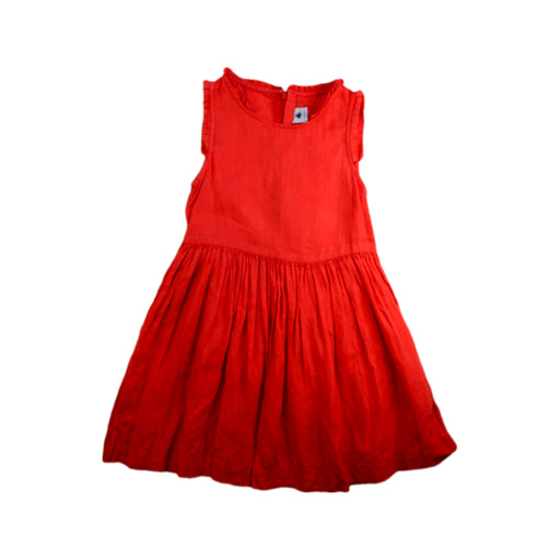 A Red Sleeveless Dresses from Petit Bateau in size 6T for girl. (Front View)