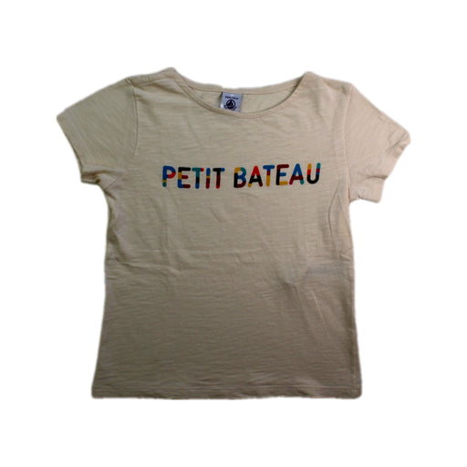 A Beige Short Sleeve T Shirts from Petit Bateau in size 6T for neutral. (Front View)