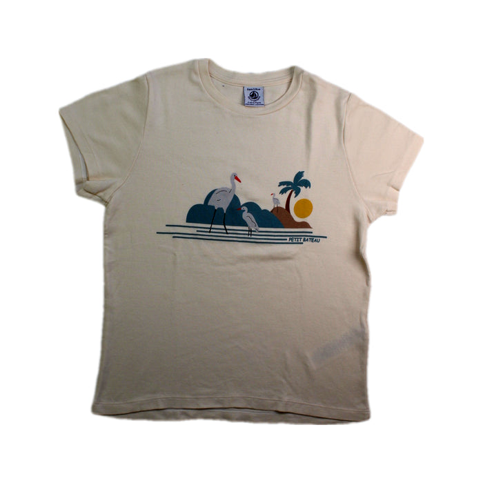A Beige Short Sleeve T Shirts from Petit Bateau in size 8Y for boy. (Front View)