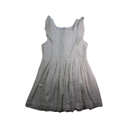 A White Sleeveless Dresses from Petit Bateau in size 6T for girl. (Front View)