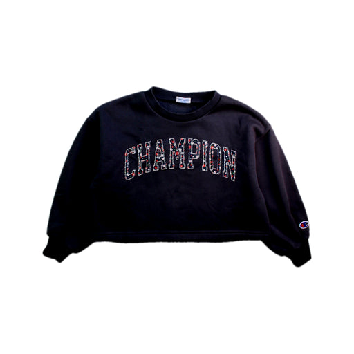 A Black Crewneck Sweatshirts from Champion in size 4T for girl. (Front View)