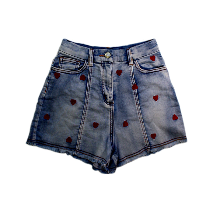 A Blue Shorts from Monnalisa in size 12Y for girl. (Front View)