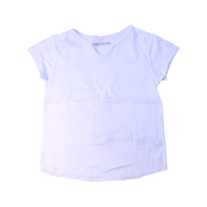 A White Short Sleeve T Shirts from Zadig & Voltaire in size 5T for girl. (Front View)