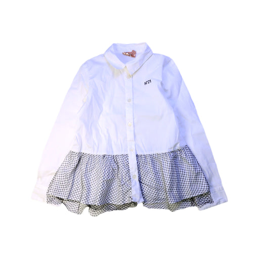 A White Long Sleeve Shirts from Nº21 in size 4T for girl. (Front View)