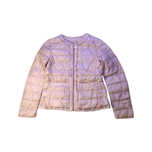 A Pink Puffer/Quilted Jackets from Moncler in size 8Y for girl. (Front View)