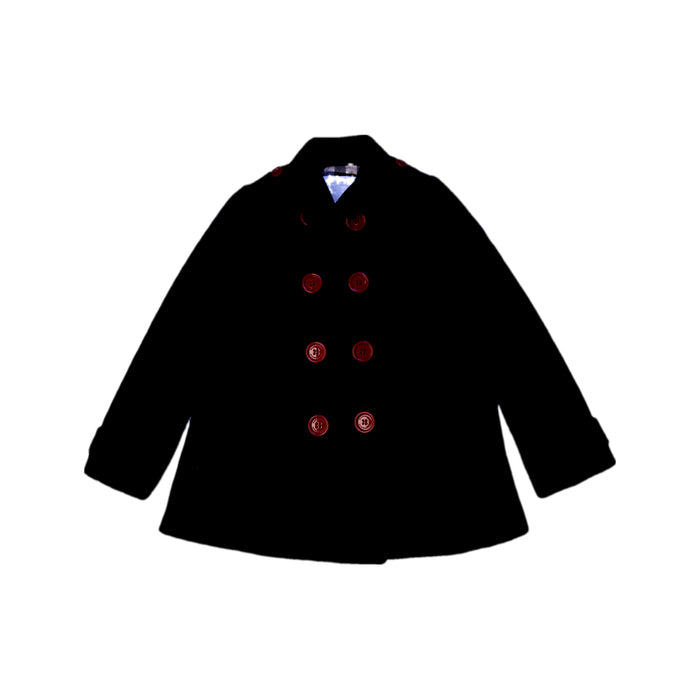 A Black Coats from Burberry in size 6T for girl. (Front View)