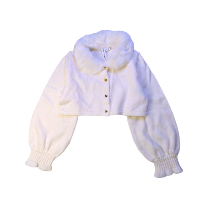 A White Cardigans from Janie & Jack in size 5T for girl. (Front View)