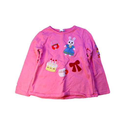 A Pink Long Sleeve Tops from Miki House in size 5T for girl. (Front View)
