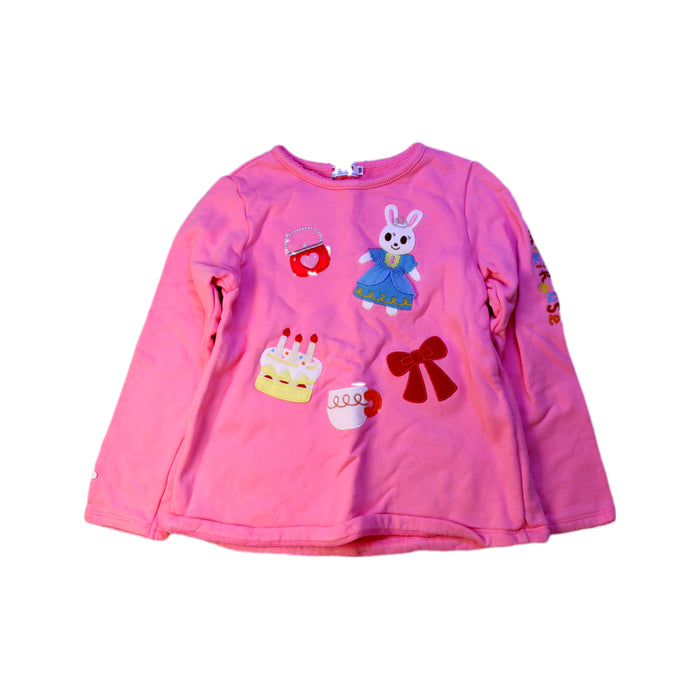 A Pink Long Sleeve Tops from Miki House in size 5T for girl. (Front View)