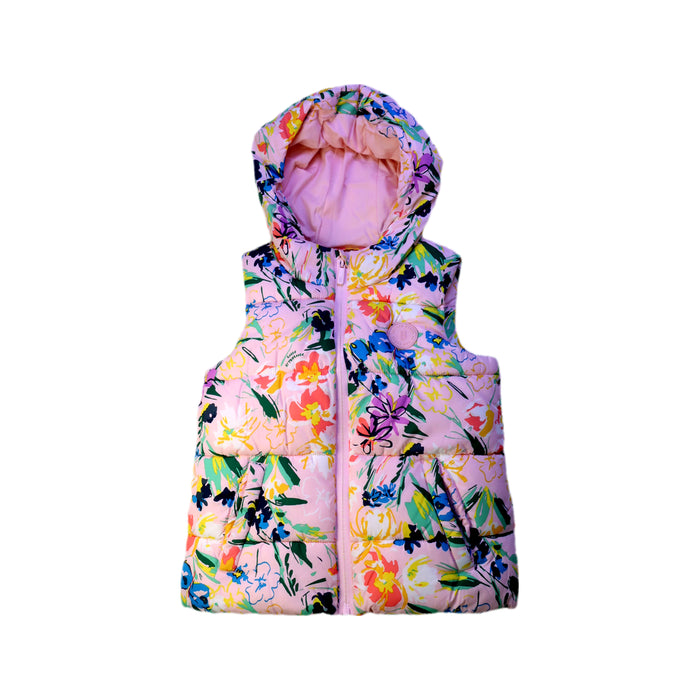 A Pink Puffer/Quilted Jackets from Baker by Ted Baker in size 4T for girl. (Front View)