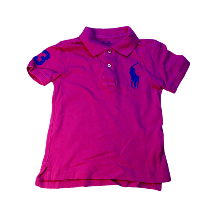 A Pink Short Sleeve Polos from Polo Ralph Lauren in size 3T for boy. (Front View)