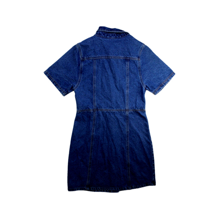 A Blue Short Sleeve Dresses from Seed in size 14Y for girl. (Back View)