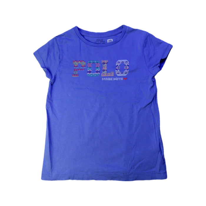 A Blue Short Sleeve T Shirts from Polo Ralph Lauren in size 6T for girl. (Front View)