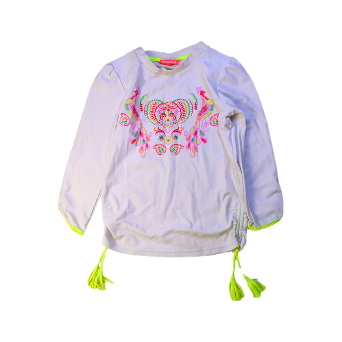 A White Cover Ups from Sunuva in size 5T for girl. (Front View)