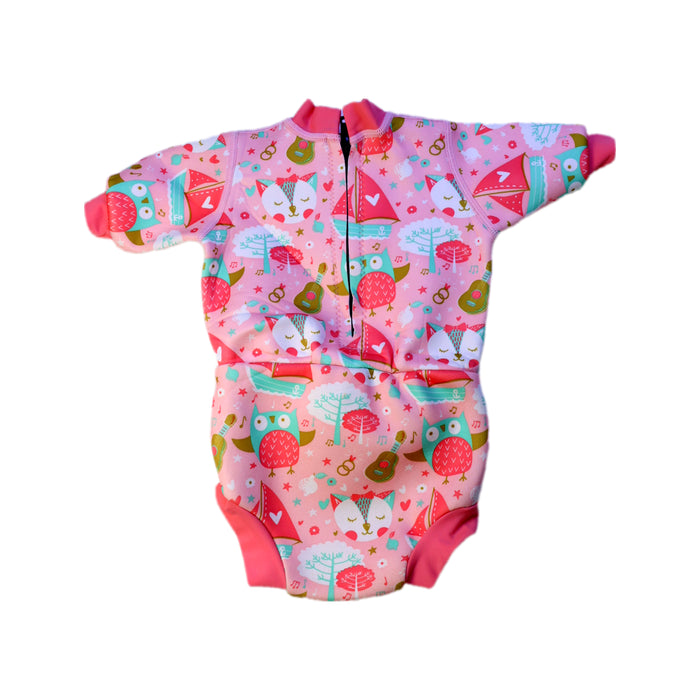 A Pink Wetsuits from Splash About in size 6-12M for girl. (Back View)