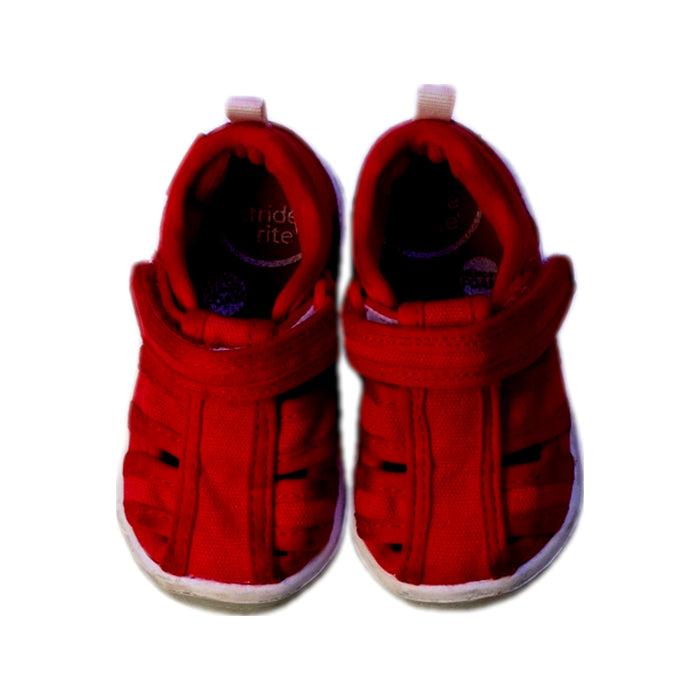 A Red Sandals from Stride Rite in size 12-18M for girl. (Back View)