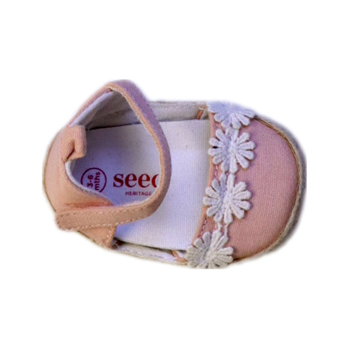 A Pink Espadrilles from Seed in size 3-6M for girl. (Front View)