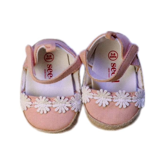 A Pink Espadrilles from Seed in size 3-6M for girl. (Back View)