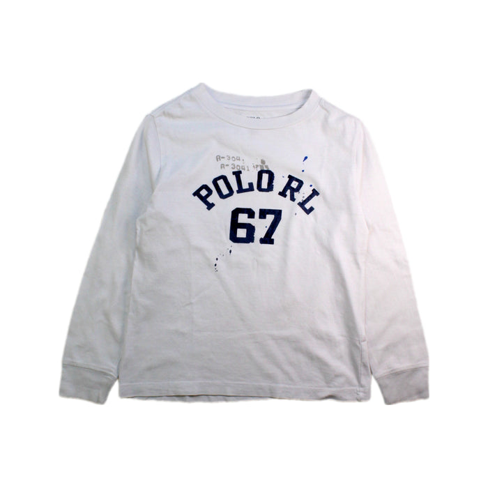 A White Long Sleeve T Shirts from Polo Ralph Lauren in size 5T for boy. (Front View)