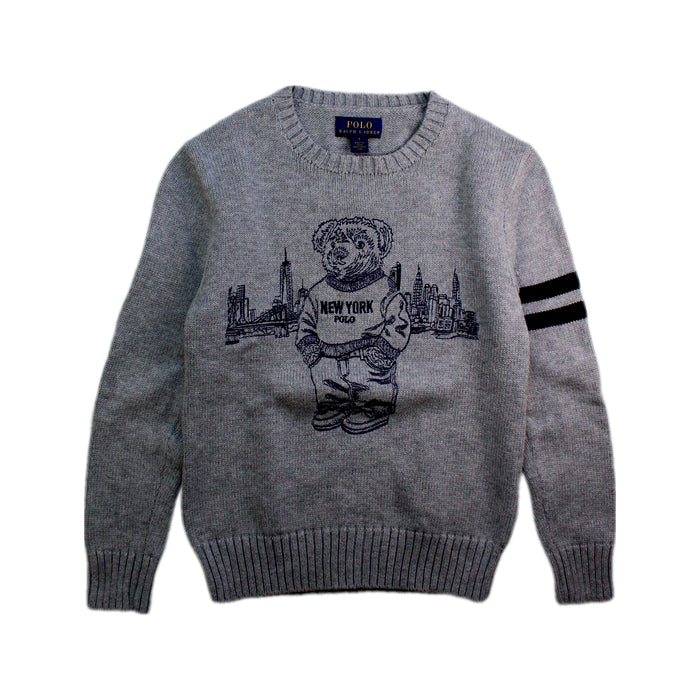 A Grey Crewneck Sweatshirts from Polo Ralph Lauren in size 7Y for boy. (Front View)