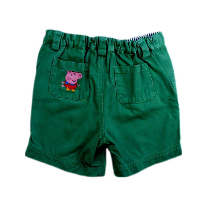 A Green Shorts from Jojo Maman Bébé in size 2T for boy. (Back View)
