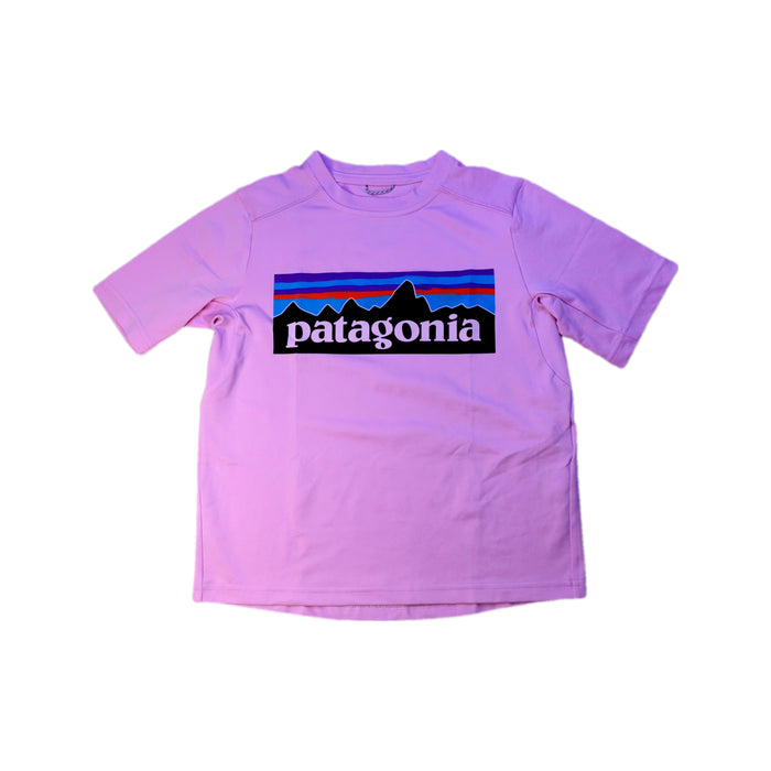 A Pink Rash Guards from Patagonia in size 5T for neutral. (Front View)
