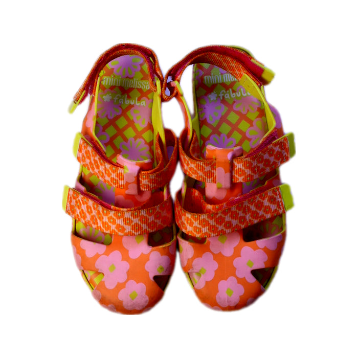 A Pink Sandals from Mini Melissa in size 7Y for girl. (Back View)