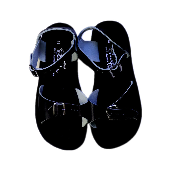A Black Sandals from Sun-San in size 5T for girl. (Back View)