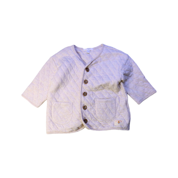 A Grey Puffer/Quilted Jackets from Purebaby in size 6-12M for boy. (Front View)