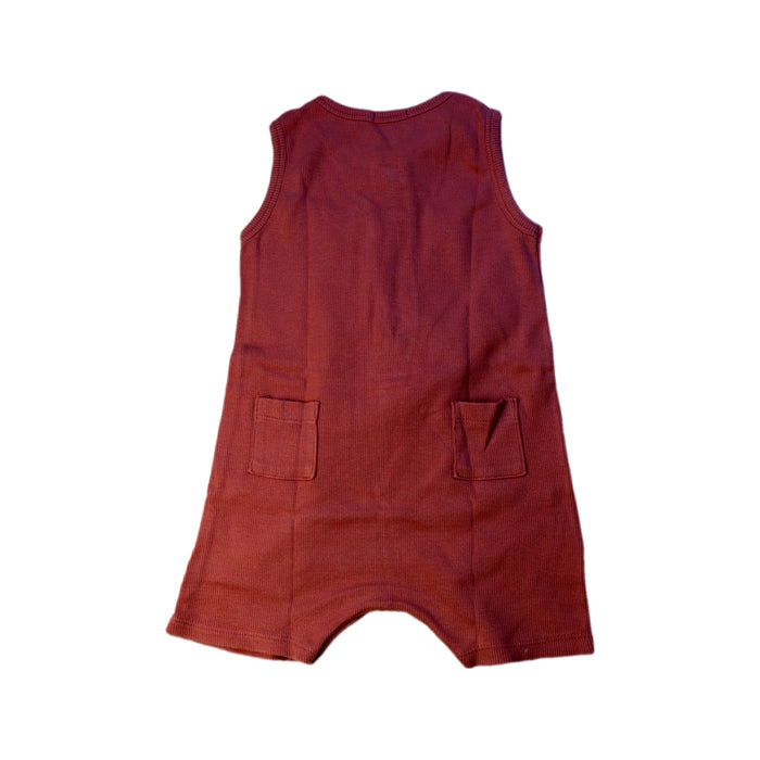 A Brown Sleeveless Rompers from 1 + in the family in size 2T for boy. (Back View)