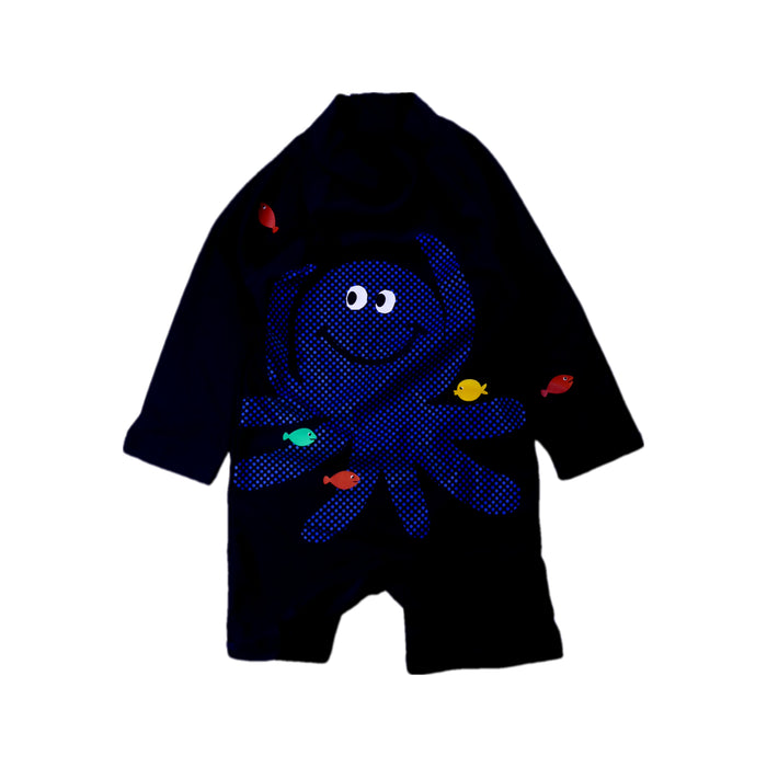 A Navy Long Sleeve Rompers from Seed in size 6-12M for boy. (Front View)