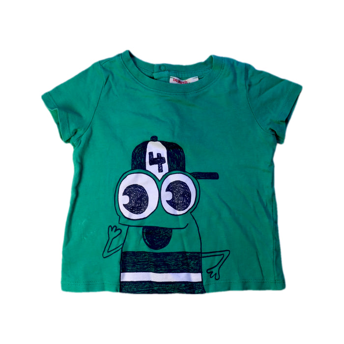 A Green Short Sleeve T Shirts from DPAM in size 12-18M for boy. (Front View)