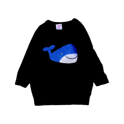A Black Long Sleeve Tops from Seed in size 6-12M for boy. (Front View)