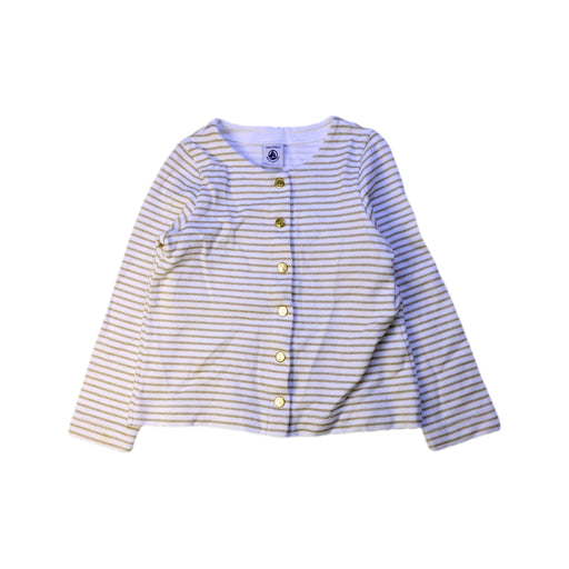 A White Cardigans from Petit Bateau in size 4T for girl. (Front View)
