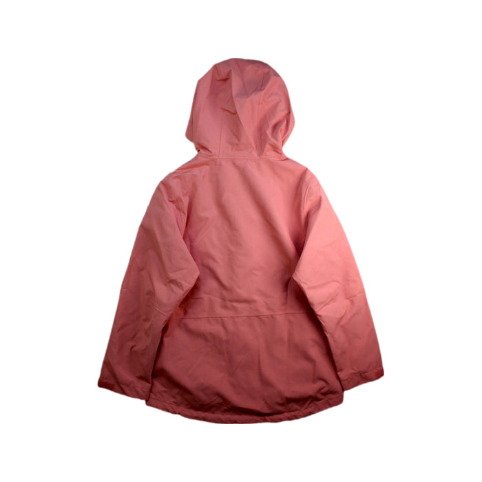 A Pink Rain Jackets from Patagonia in size 7Y for girl. (Back View)