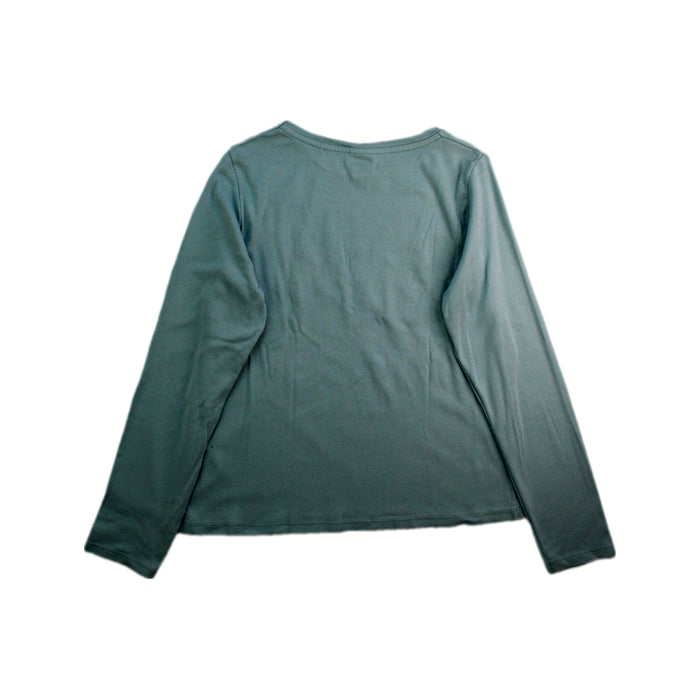 A Teal Long Sleeve T Shirts from Petit Bateau in size 10Y for girl. (Back View)