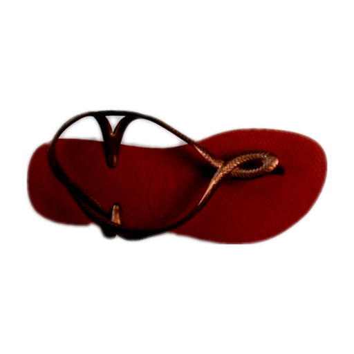A Red Flip Flops from Havaianas in size 10Y for girl. (Front View)