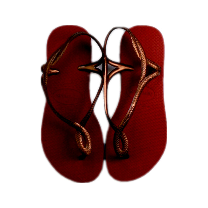 A Red Flip Flops from Havaianas in size 10Y for girl. (Back View)