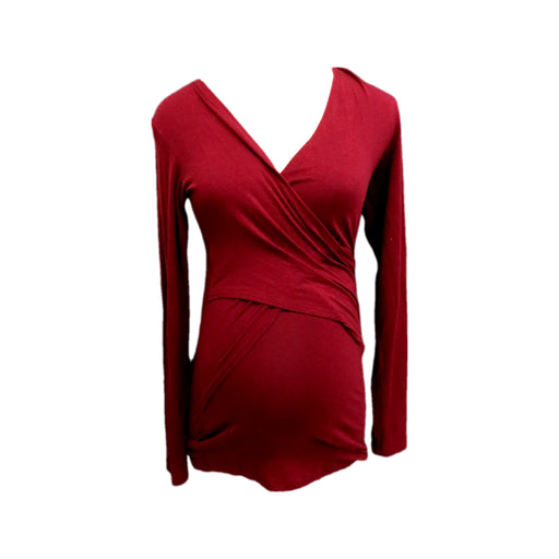 A Burgundy Long Sleeve Tops from Ripe in size Maternity-XS for maternity. (Front View)