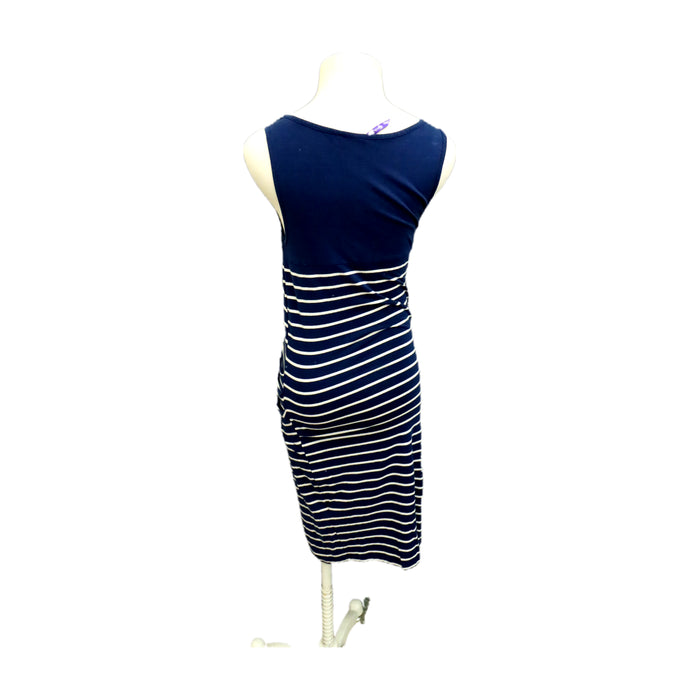 A Navy Sleeveless Dresses from Seraphine in size Maternity-M for maternity. (Back View)
