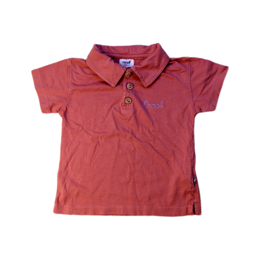 A Peach Short Sleeve Polos from Oeuf in size 2T for boy. (Front View)