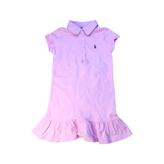 A Pink Short Sleeve Dresses from Polo Ralph Lauren in size 4T for girl. (Front View)