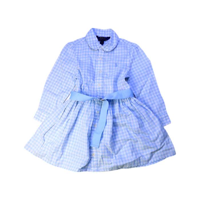 A Blue Long Sleeve Dresses from Polo Ralph Lauren in size 3T for girl. (Front View)