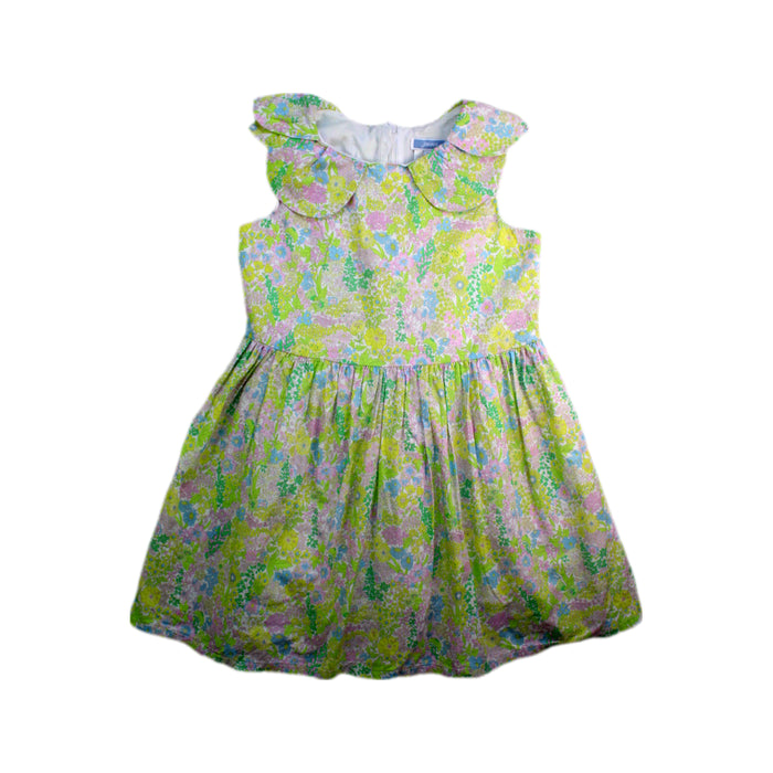 A Green Sleeveless Dresses from Jacadi in size 6T for girl. (Front View)