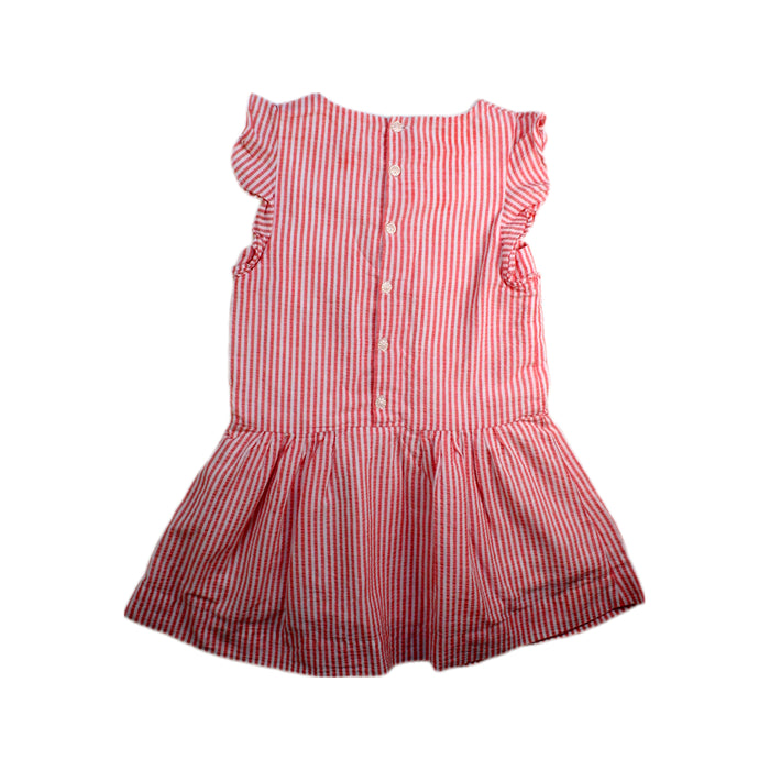 A Red Sleeveless Dresses from Jacadi in size 5T for girl. (Back View)